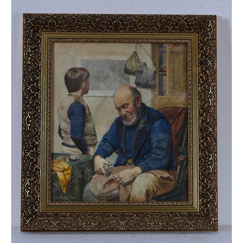 532 - Ralph Todd (Newlyn School) (British, 1856-1932), A Time to Mend, signed and dated 1886 l.l., waterco... 