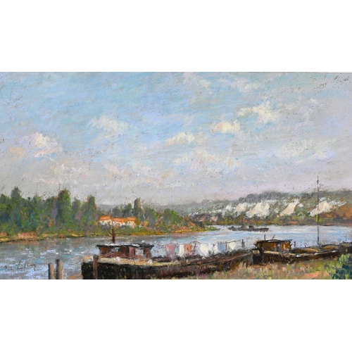 534 - Brian Lindley (British, 20th Century), Pont Alexander III, Paris, signed l.r., titled verso, pastel,... 