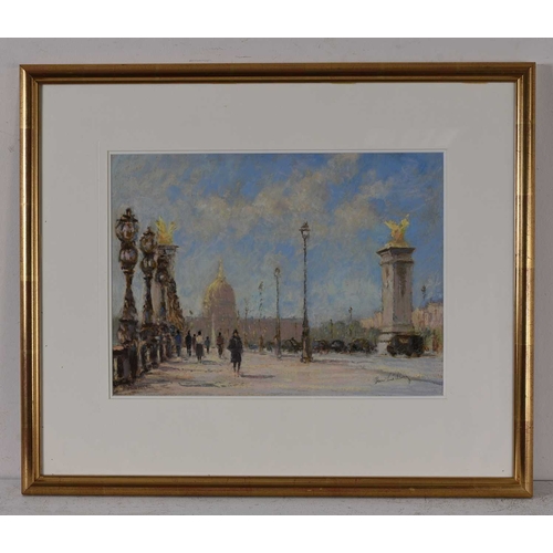 534 - Brian Lindley (British, 20th Century), Pont Alexander III, Paris, signed l.r., titled verso, pastel,... 