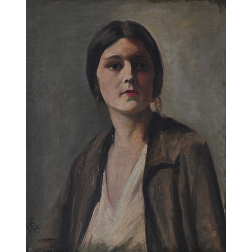 554 - Ethel Mary Willis (British, 1874-1945), Portrait of an Artist, signed with monogram l.l., titled ver... 