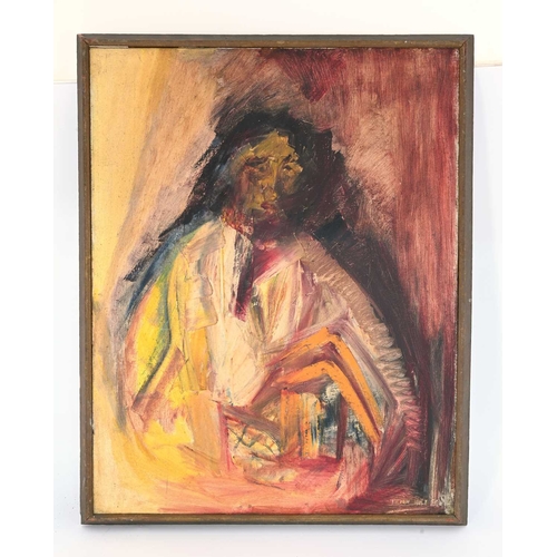 556 - Lilian Holt (Bomberg) (British, 1898-1983), figural portrait, signed l.r., oil on canvas, 90 by 70cm... 