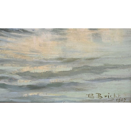 593 - Beatrice Bright (British, 1861-1940), a seascape with breaking waves, signed and dated 1907 l.r., oi... 