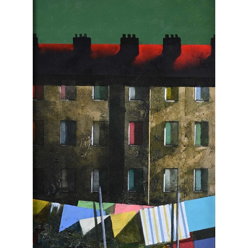 613 - Stephen Mangan (Scottish, 1964), A Leith Block, signed l.c., titled verso, oil on canvas, 40 by 30cm... 