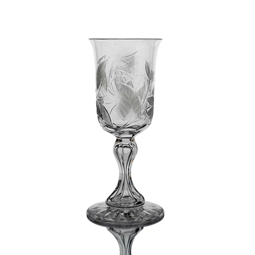 640 - Richardson, a Stourbridge cut and etched glass goblet vase, circa 1860, the bell shaped bowl with fr... 