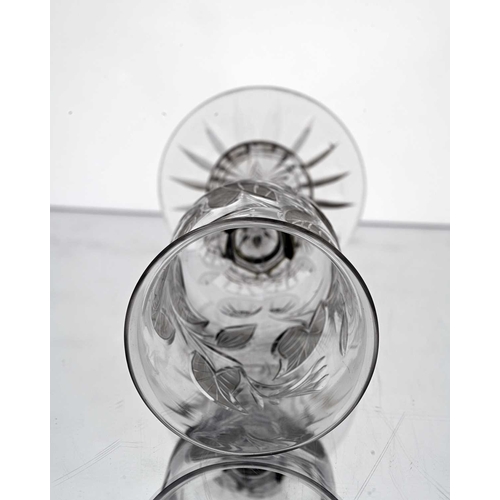 640 - Richardson, a Stourbridge cut and etched glass goblet vase, circa 1860, the bell shaped bowl with fr... 