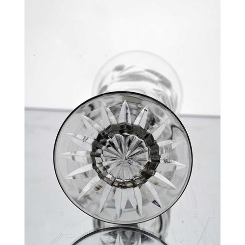 640 - Richardson, a Stourbridge cut and etched glass goblet vase, circa 1860, the bell shaped bowl with fr... 