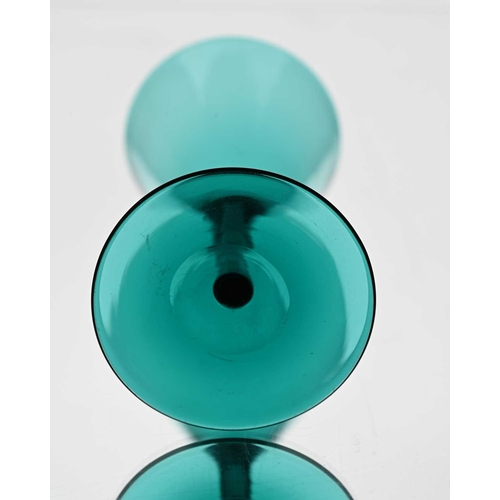 650 - Harry Powell for James Powell and Sons, Whitefriars, an emerald green Arts and Crafts wine glass, ci... 