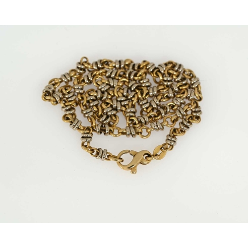 66 - An 18ct bi-colour gold fancy-link chain necklace, Italian marks, stamped 750, length 48cm, 21.9g