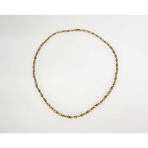 66 - An 18ct bi-colour gold fancy-link chain necklace, Italian marks, stamped 750, length 48cm, 21.9g