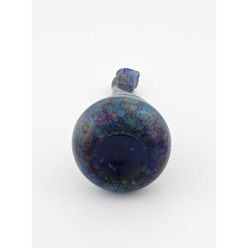 661A - Loetz, a Secessionist iridescent glass vase, cobalt papillon goose neck gourd form, 28.5cm high