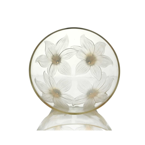 662 - Rene Lalique, an opalescent glass Lys bowl, model 382, designed circa 1924, polished and frosted, en... 