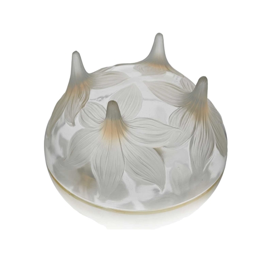 662 - Rene Lalique, an opalescent glass Lys bowl, model 382, designed circa 1924, polished and frosted, en... 