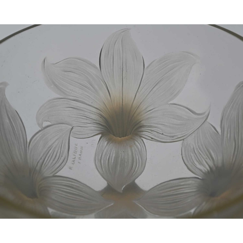 662 - Rene Lalique, an opalescent glass Lys bowl, model 382, designed circa 1924, polished and frosted, en... 