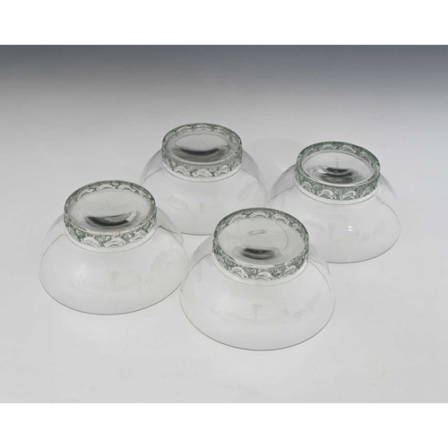 665 - Rene Lalique, four Dampierre glass bowls, model 3136, designed circa 1932, polished and frosted with... 