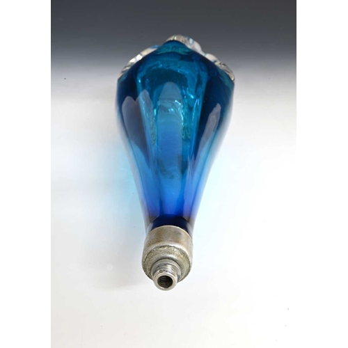 679 - Geoffrey Baxter for Whitefriars, a molar glass lamp base, model MR1, circa 1957, Kingfisher blue cas... 