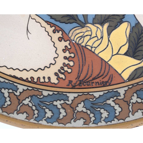 692 - R Fournier for Villeroy and Boch, a large Jugendstil Mettlach charger, model 2544, circa 1899, sgraf... 