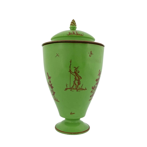 693 - Gudio Andlovitz (Italy, 1900-1971), for Lovenia, a green glaze urn, the body painted with classical ... 