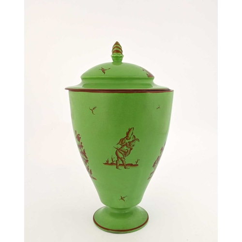 693 - Gudio Andlovitz (Italy, 1900-1971), for Lovenia, a green glaze urn, the body painted with classical ... 