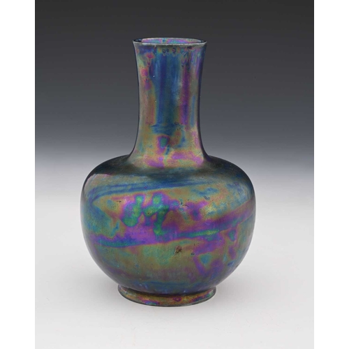 725 - Ruskin Pottery, a Kingfisher lustre vase, 1921, bulbous ovoid form, impressed marks, 17cm high