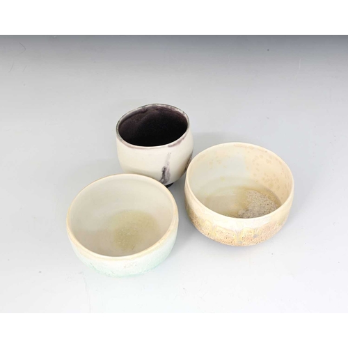 788 - Alain Fichot (French, 1952), three individual thrown stoneware bowls, decorated with combined glazes... 