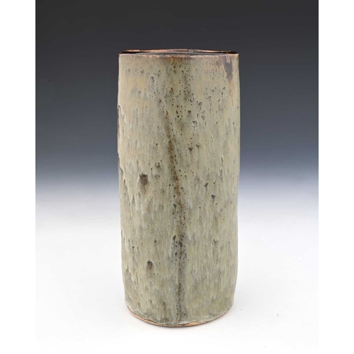 810 - David Leach O.B.E. (British, 1911-2005), stoneware thrown and altered vase, Tenmoku glazed on the in... 