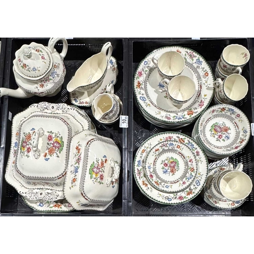 10 - A large quantity of Spode Chinese Rose pattern dinner and tea wares (2 trays)