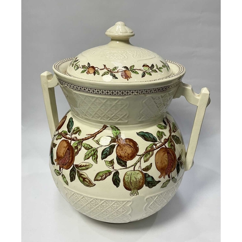 115 - A T.G & F.B lidded ironstone slop pale, late 19th century, pomegranate pattern on a cream ground... 