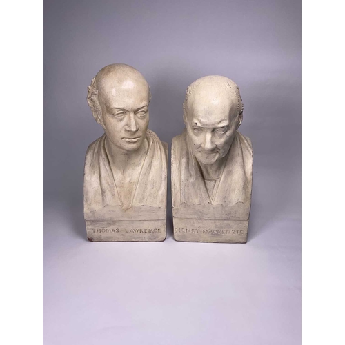 120 - Two painted terracotta busts of Henry Mackenzie (Scottish writer, 1745-1831) and Thomas Lawrence (En... 