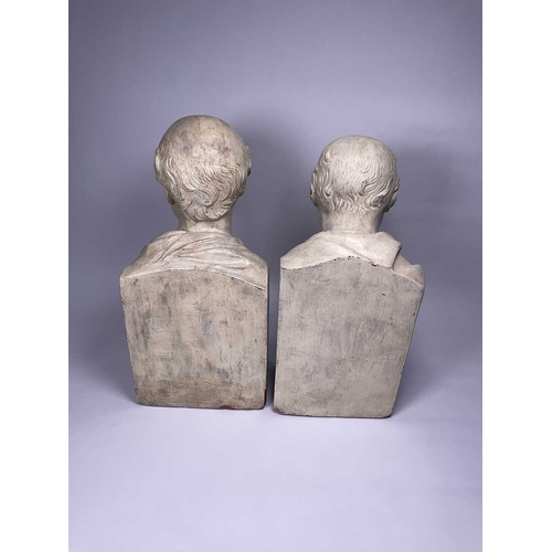 120 - Two painted terracotta busts of Henry Mackenzie (Scottish writer, 1745-1831) and Thomas Lawrence (En... 