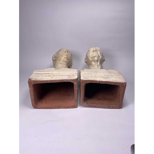 120 - Two painted terracotta busts of Henry Mackenzie (Scottish writer, 1745-1831) and Thomas Lawrence (En... 