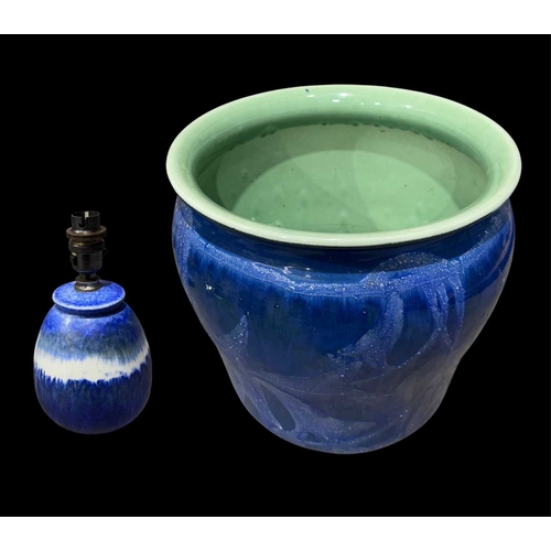 161 - Ruskin Pottery, a collection of Crystalline lamp bases and a souffle glazed jardiniere, circa 1905 a... 