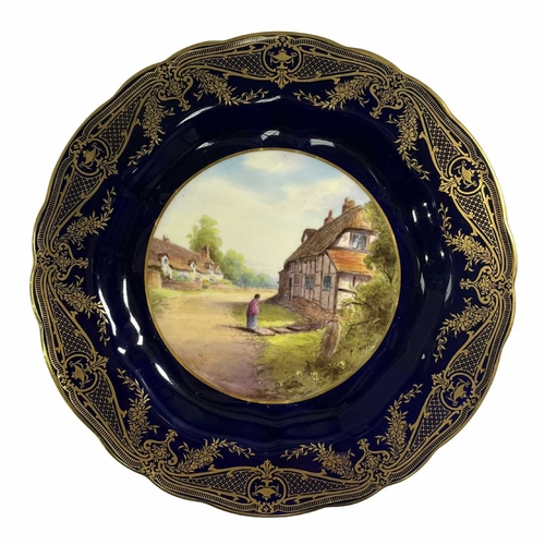 20 - Local Interest: Charles Creese for Royal Worcester, four plates and a soup bowl, hand painted with t... 