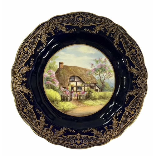 20 - Local Interest: Charles Creese for Royal Worcester, four plates and a soup bowl, hand painted with t... 