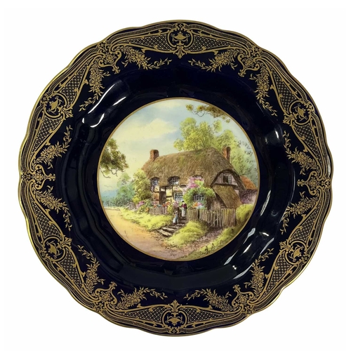 20 - Local Interest: Charles Creese for Royal Worcester, four plates and a soup bowl, hand painted with t... 