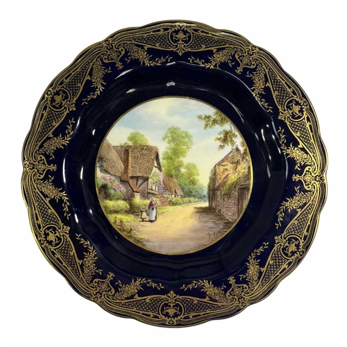 20 - Local Interest: Charles Creese for Royal Worcester, four plates and a soup bowl, hand painted with t... 