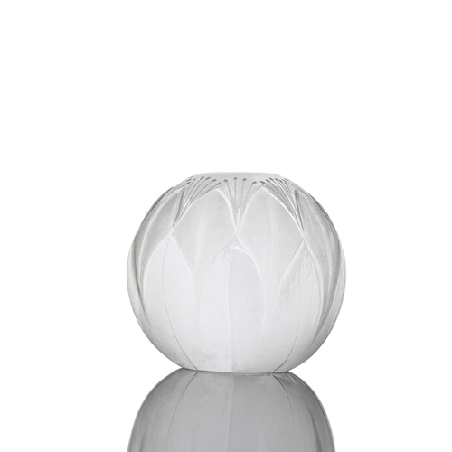 239 - Peter Dreiser, a studio glass paperweight, 1986, etched and carved as a flower head with lappet peta... 