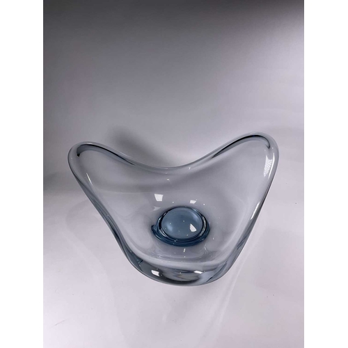 253 - Per Lütken for Holmegaard, Aqua blue glass bowl, signed 'Holmegaard, PL, 1961' to base, w/d 36-39cm... 