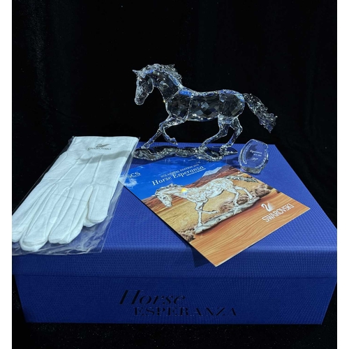 263 - A Swarovski Crystal figure 'Horse Esperanza', SCS Annual Edition 2014 with plaque and gloves, certif... 