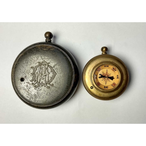 278 - A Negretti & Zambra combination pocket barometer and compass, 19th century, 'C.H.D' on case lid,... 