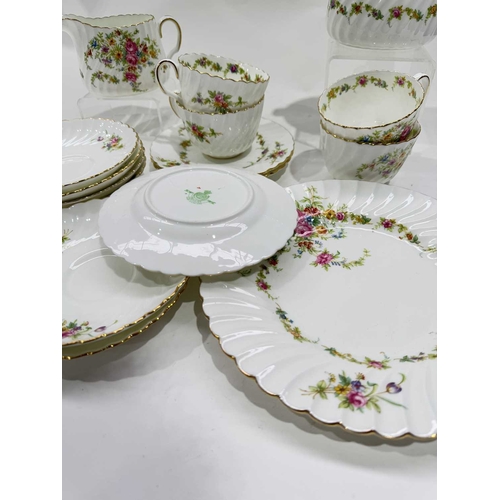 29 - A Minton 'Lorraine' pattern part tea service, marks to base, impressed '7-43' (1 tray)