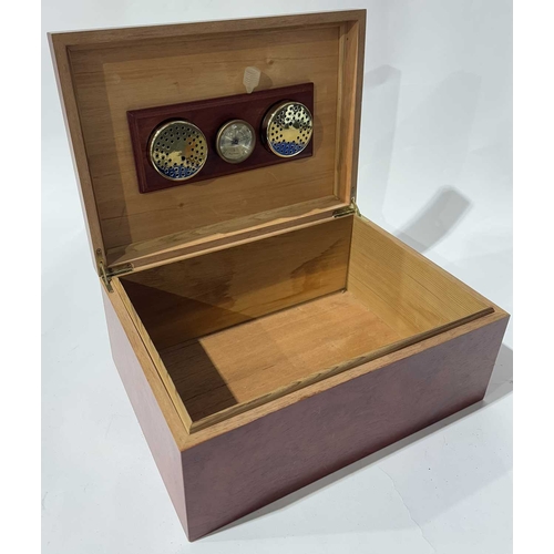 316 - A contemporary cedar lined humidor decorated with a marquetry cigar motif, the inner lid is fitted w... 