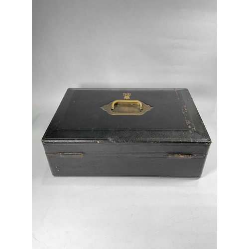 352 - A black leather-covered Victorian Parliamentary dispatch box by Wickwar & Co. 'Manufacturers to ... 