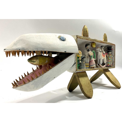 358 - James Martin (British, 1924-2006), Shark, wooden sculpture, 33cm high, 80cm wide. Note: Artist Resal... 