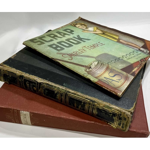 397 - A 19th century leather bound scrapbook containing original illustrations and pasted cartoons, some h... 