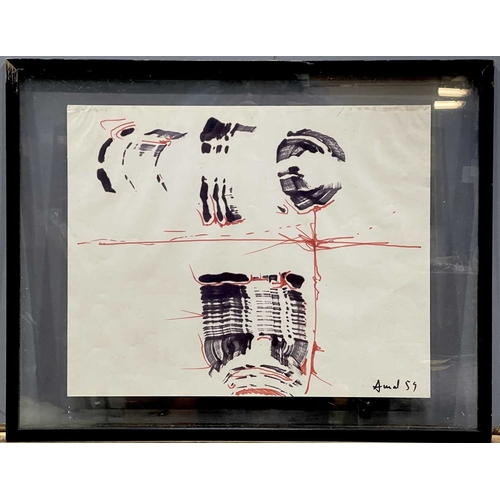 449 - Francois Arnal (French, 1924-2012), Sans Titre, a series of four, signed and dated 1959 l.r., ink an... 