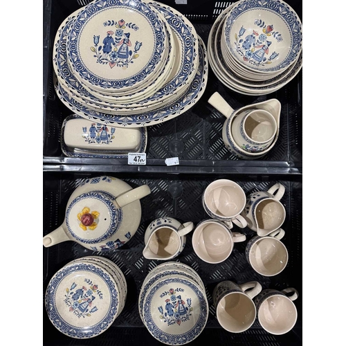 47 - A Staffordshire Old Granite ironstone part tea and dinner service 'Hearts & Flowers' pattern, in... 