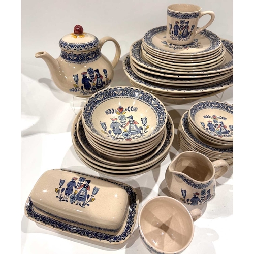 47 - A Staffordshire Old Granite ironstone part tea and dinner service 'Hearts & Flowers' pattern, in... 