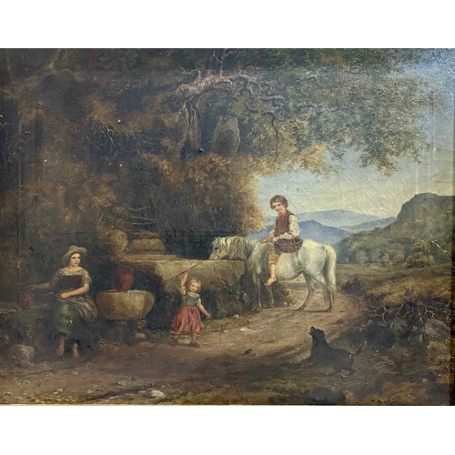 559 - British School, late 18th/19th century rural landscape with children and animals, apparently unsigne... 