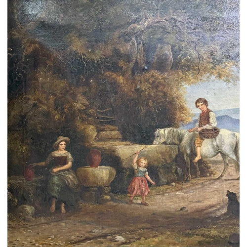 559 - British School, late 18th/19th century rural landscape with children and animals, apparently unsigne... 