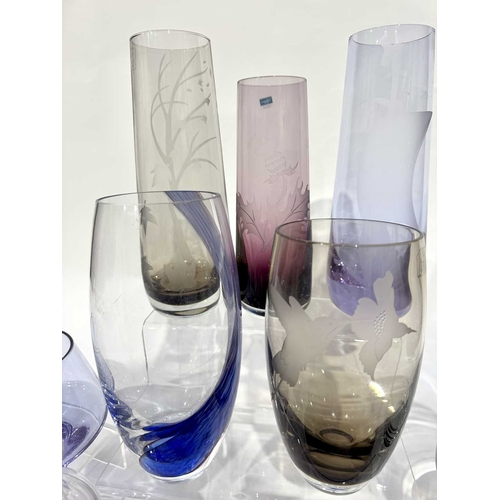 60 - A large collection of Caithness glassware of varying colours and sizes, including etched vase design... 